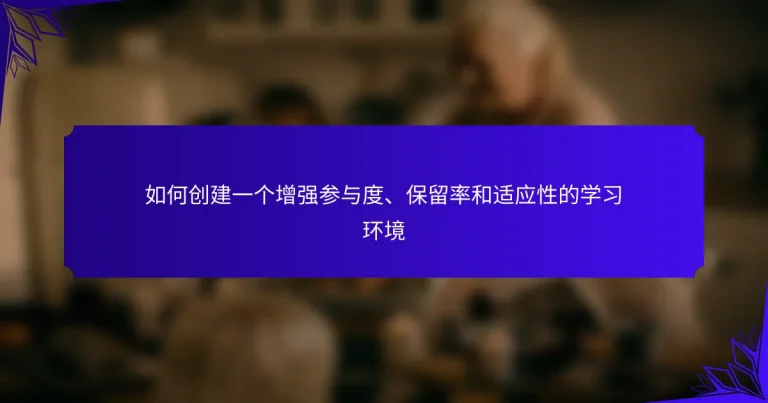 如何创建一个增强参与度、保留率和适应性的学习环境
