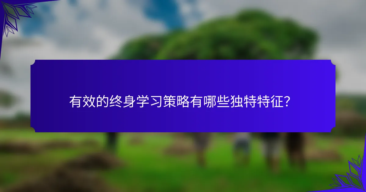 有效的终身学习策略有哪些独特特征？