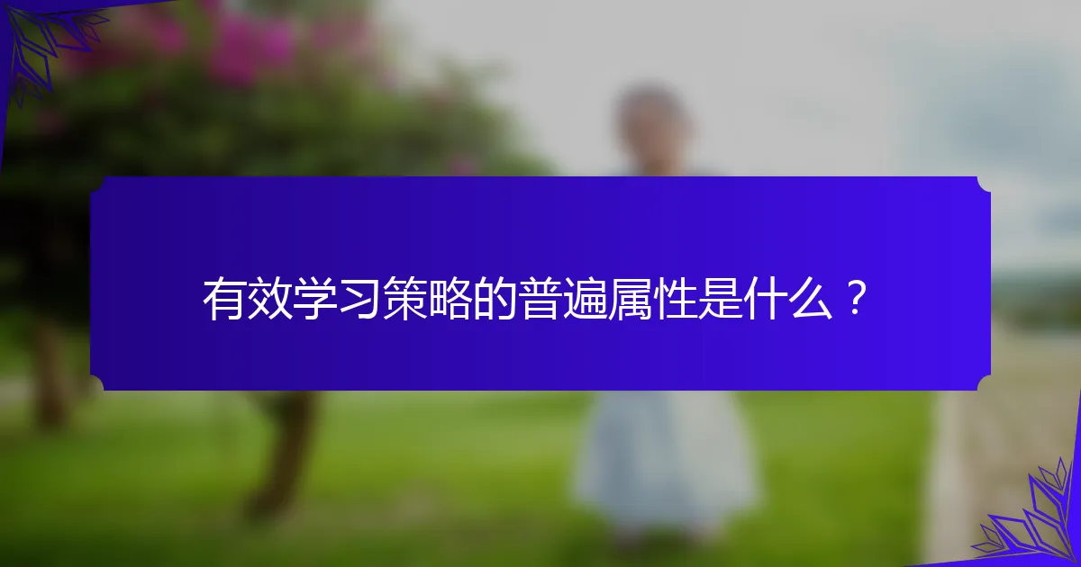 有效学习策略的普遍属性是什么？